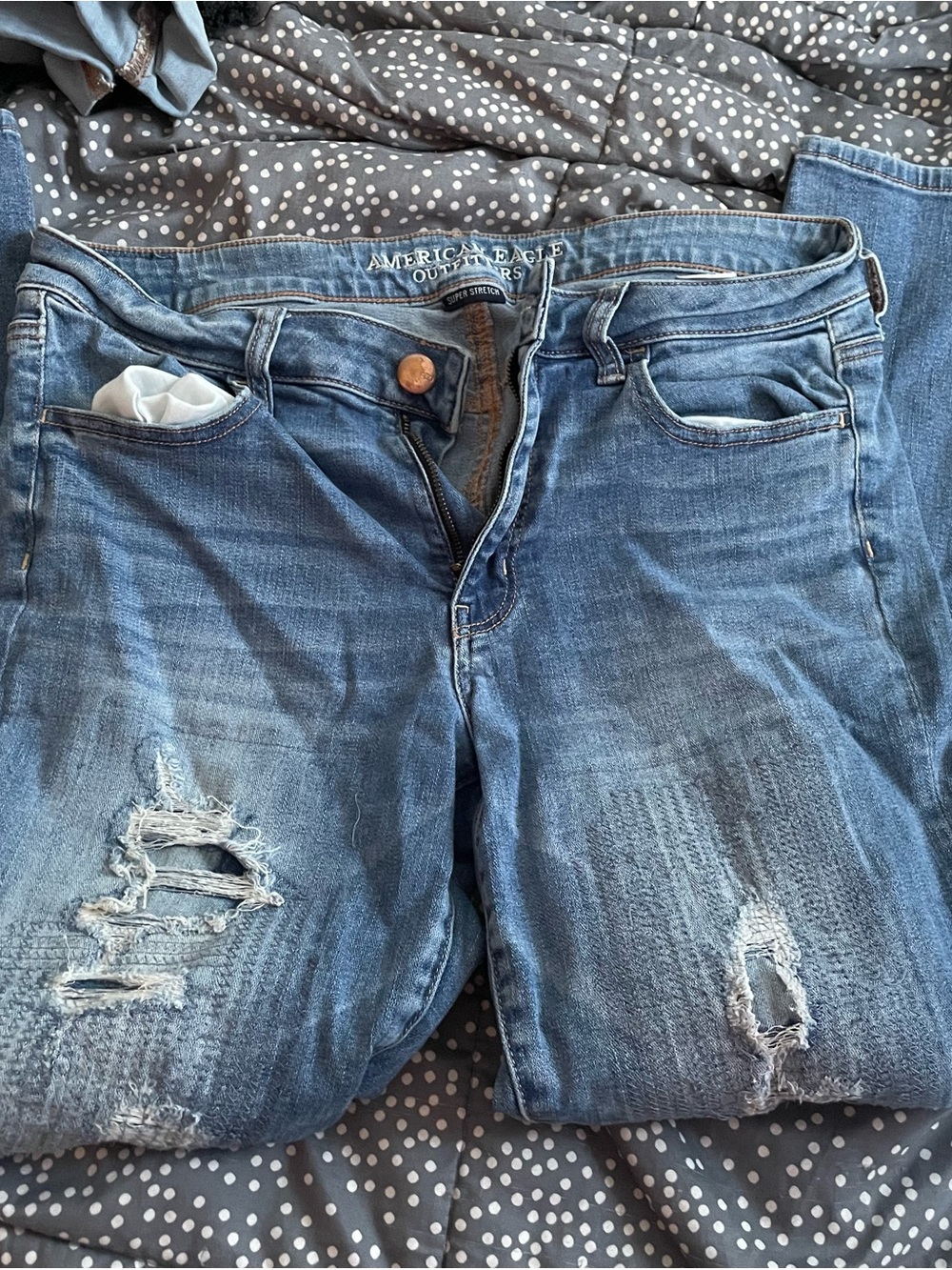 American Eagle Outfitters Women’s Blue Distressed Boyfriend Jeans